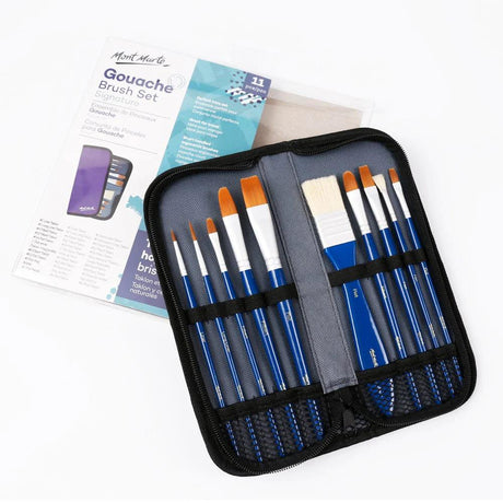 Gouache Brush Set Signature Wallet 11pc - Mont Marte - Glowish