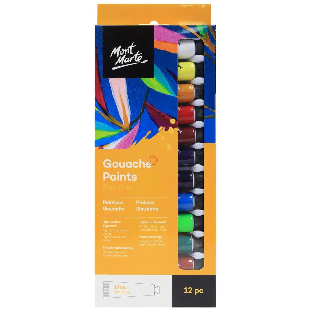 Gouache Paints Set Signature 12pc x 12ml (0.4 US fl.oz) - Mont Marte - Glowish