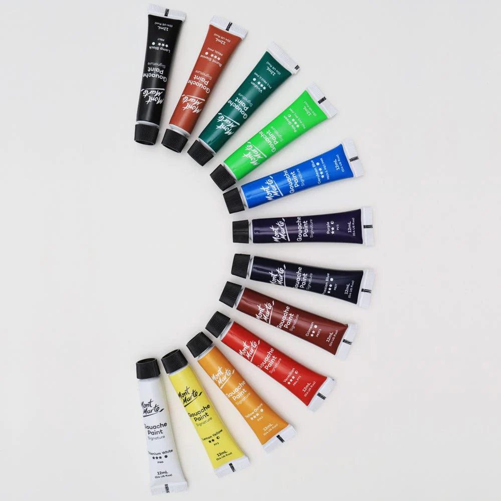 Gouache Paints Set Signature 12pc x 12ml (0.4 US fl.oz) - Mont Marte - Glowish