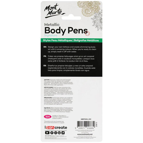 Metallic Body Pens Signature 6pc - Mont Marte - Glowish