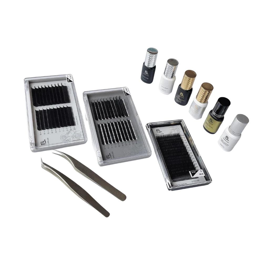 Mixed Flat Black Eyelash Extensions 8-15mm 20Lines - Glowish