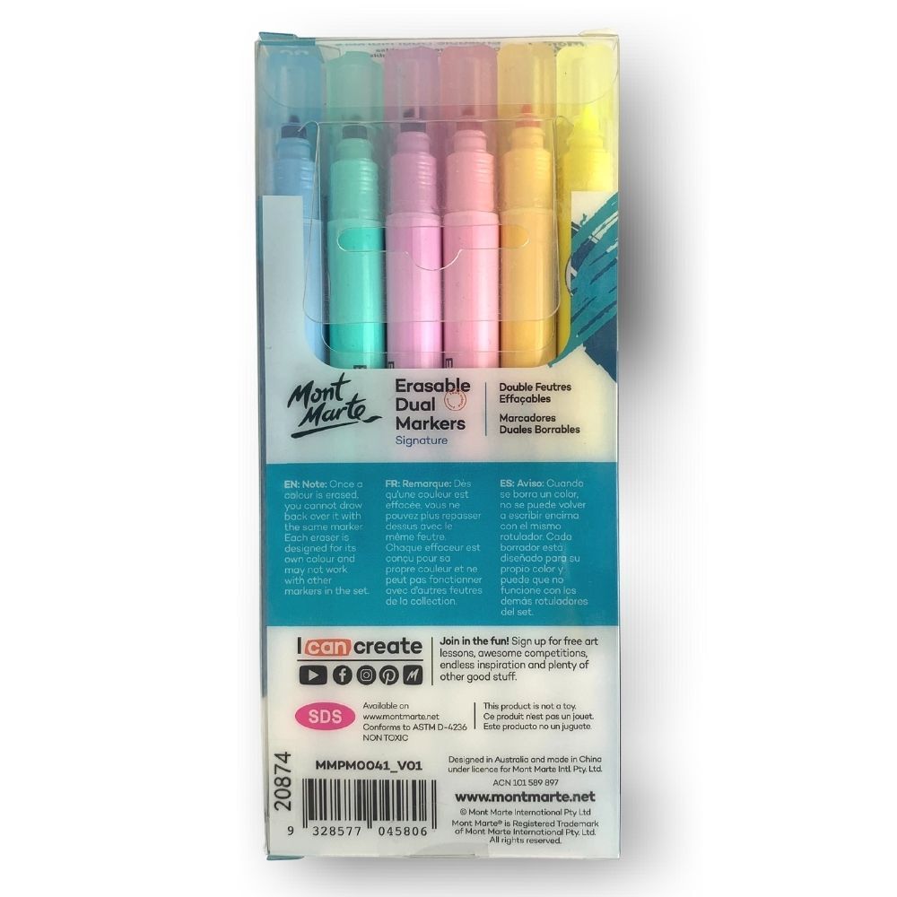 Mont Marte Erasable Dual End Markers 6pc alternate view