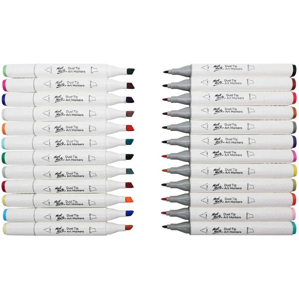 Dual Tip Art Markers in Case Premium 24pc - Mont Marte - Glowish