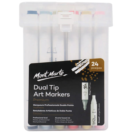 Dual Tip Art Markers in Case Premium 24pc - Mont Marte - Glowish