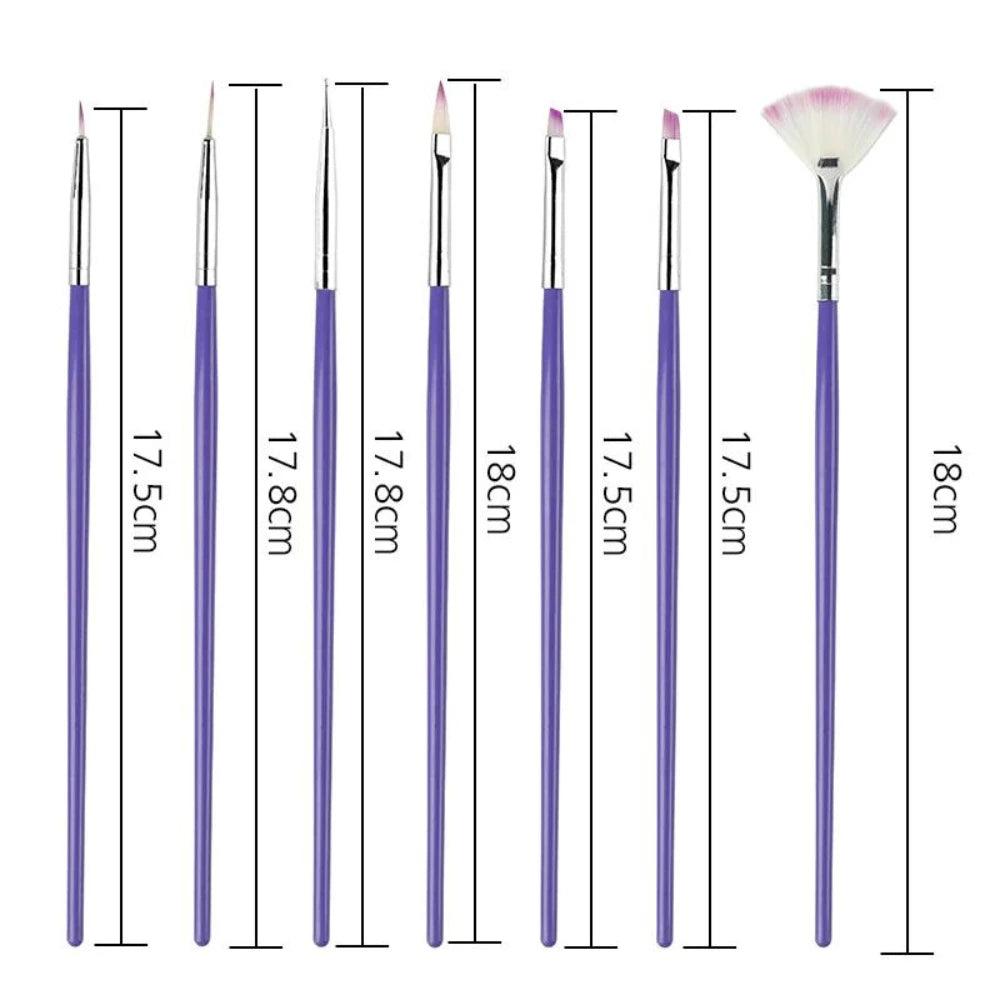 Nail Art Brush Set 7pcs - Glowish