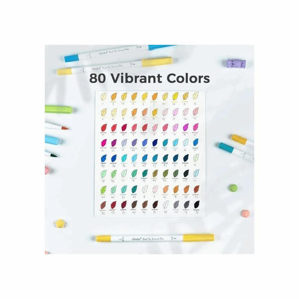 Ohuhu 80-colour water-based brush and extra-fine marker set detail 5
