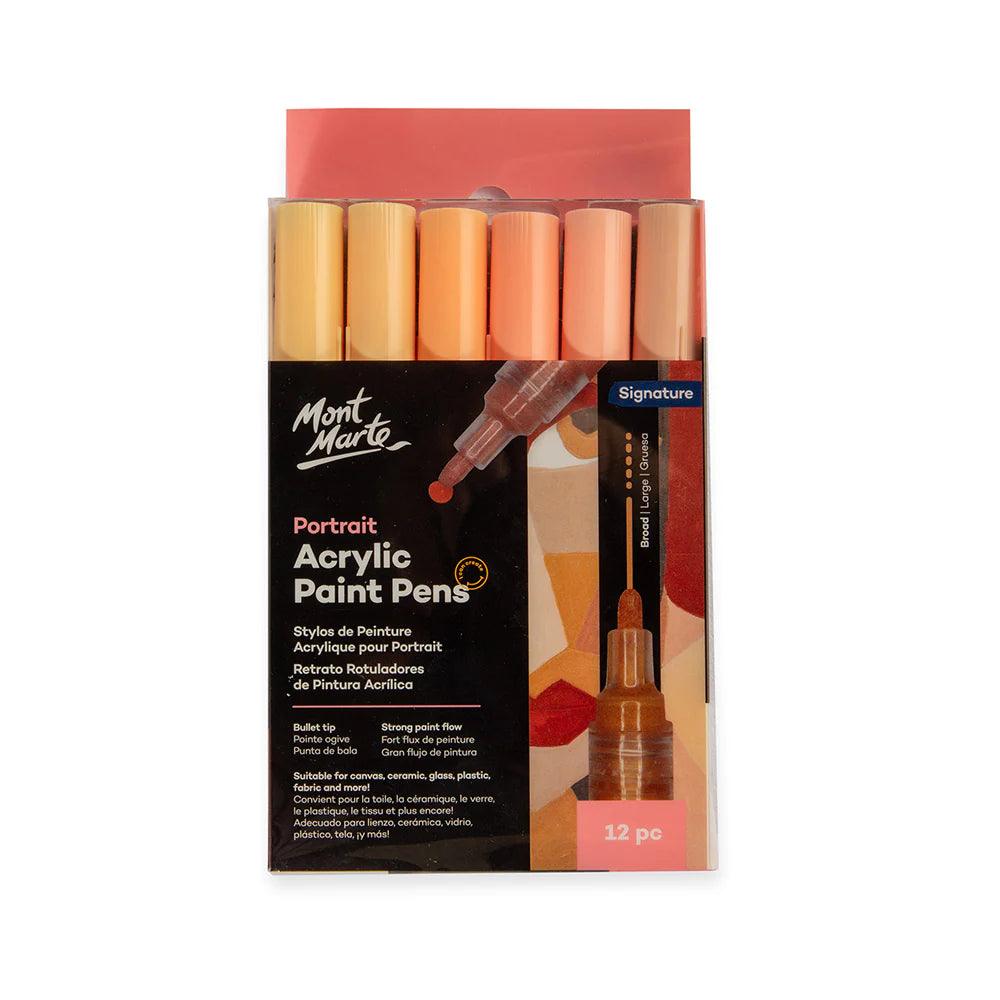 Portrait Acrylic Paint Pens Broad Tip 12pc - Mont Marte - Glowish