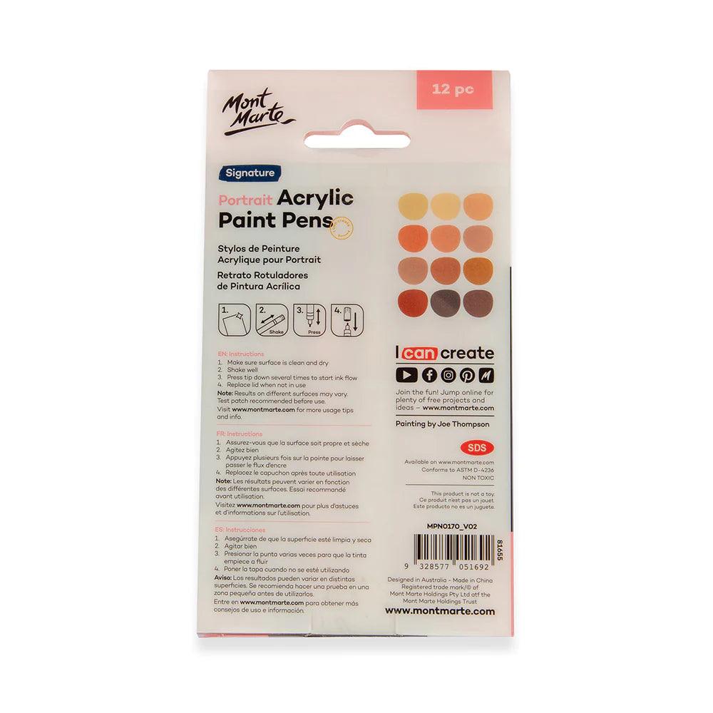 Portrait Acrylic Paint Pens Broad Tip 12pc - Mont Marte - Glowish