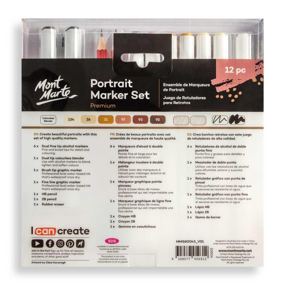 Portrait Alcohol Marker Set 12pc - Mont Marte - Glowish
