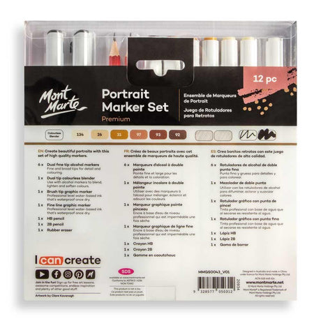 Portrait Alcohol Marker Set 12pc - Mont Marte - Glowish