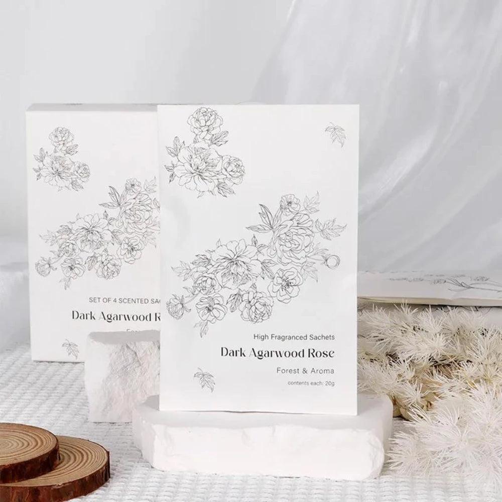 Scented Sachet with Plastic Hook 20g x 4 - Dark Agarwood Rose - Glowish
