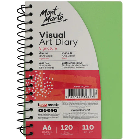 Visual Art Diary Signature A6 120 Pages 110gsm - Mont Marte - Glowish