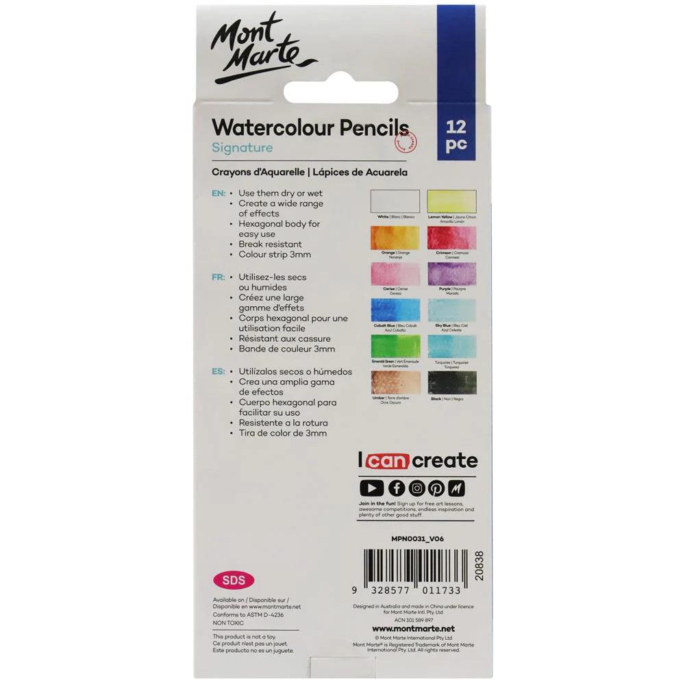 Mont Marte Watercolor Pencils 12pcs Glowish Auckland