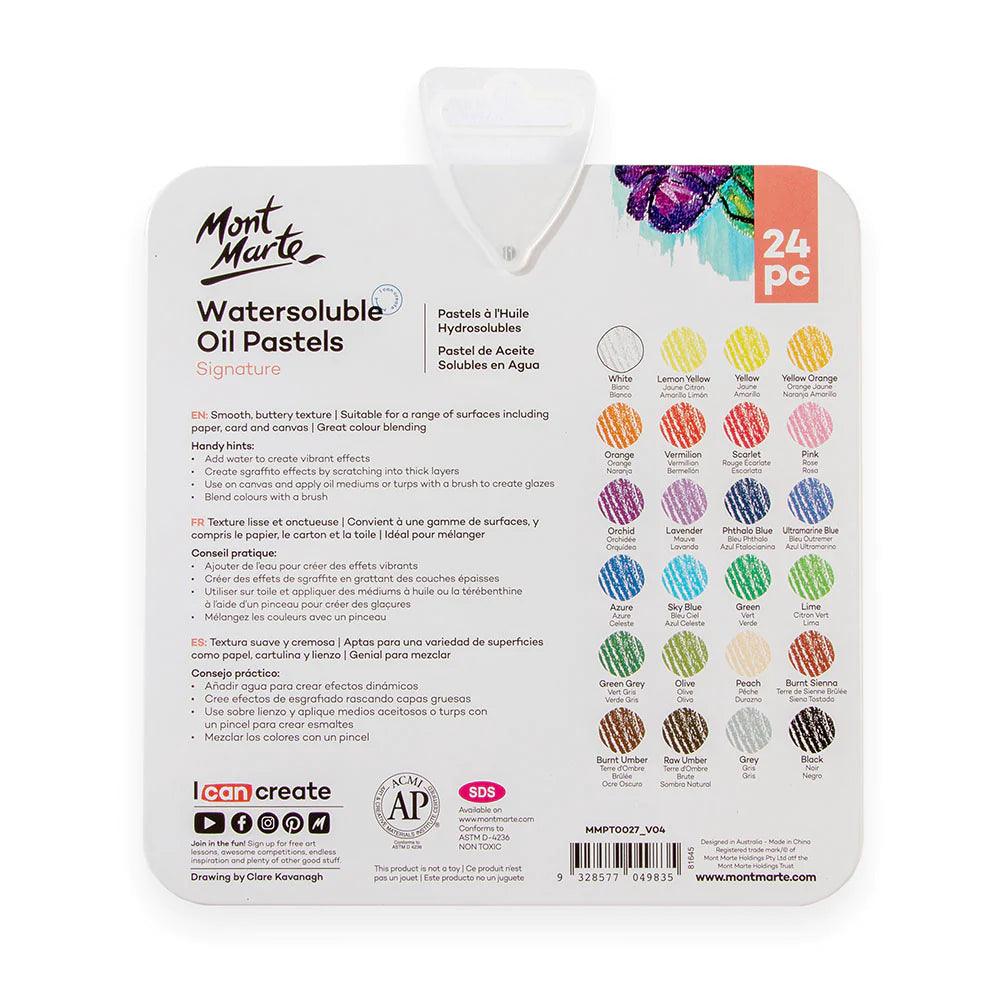 Watersoluble Oil Pastels 24pc in Tin Box - Mont Marte - Glowish