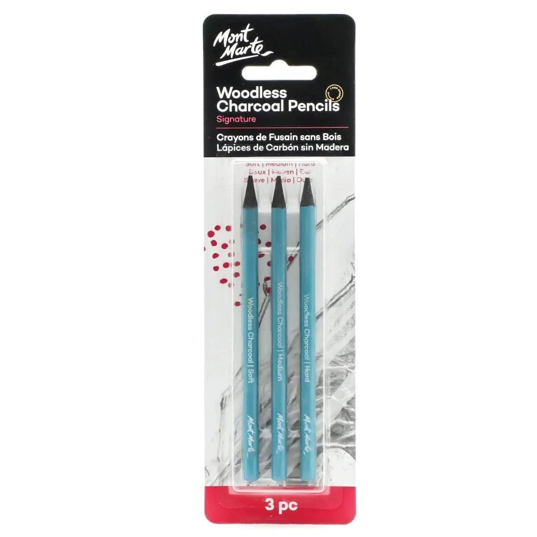 Woodless Charcoal Pencils 3pc - Mont Marte - Glowish