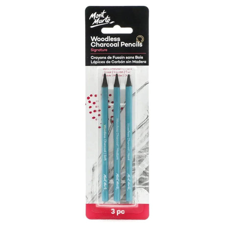 Woodless Charcoal Pencils 3pc - Mont Marte - Glowish