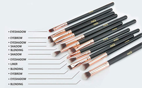 12 Pcs Rose Gold Eye shadow Makeup Brushes Set - Glowish