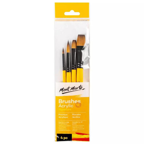 Acrylic Brushes Signature 4pc - Mont Marte - BMHS0014 - Glowish