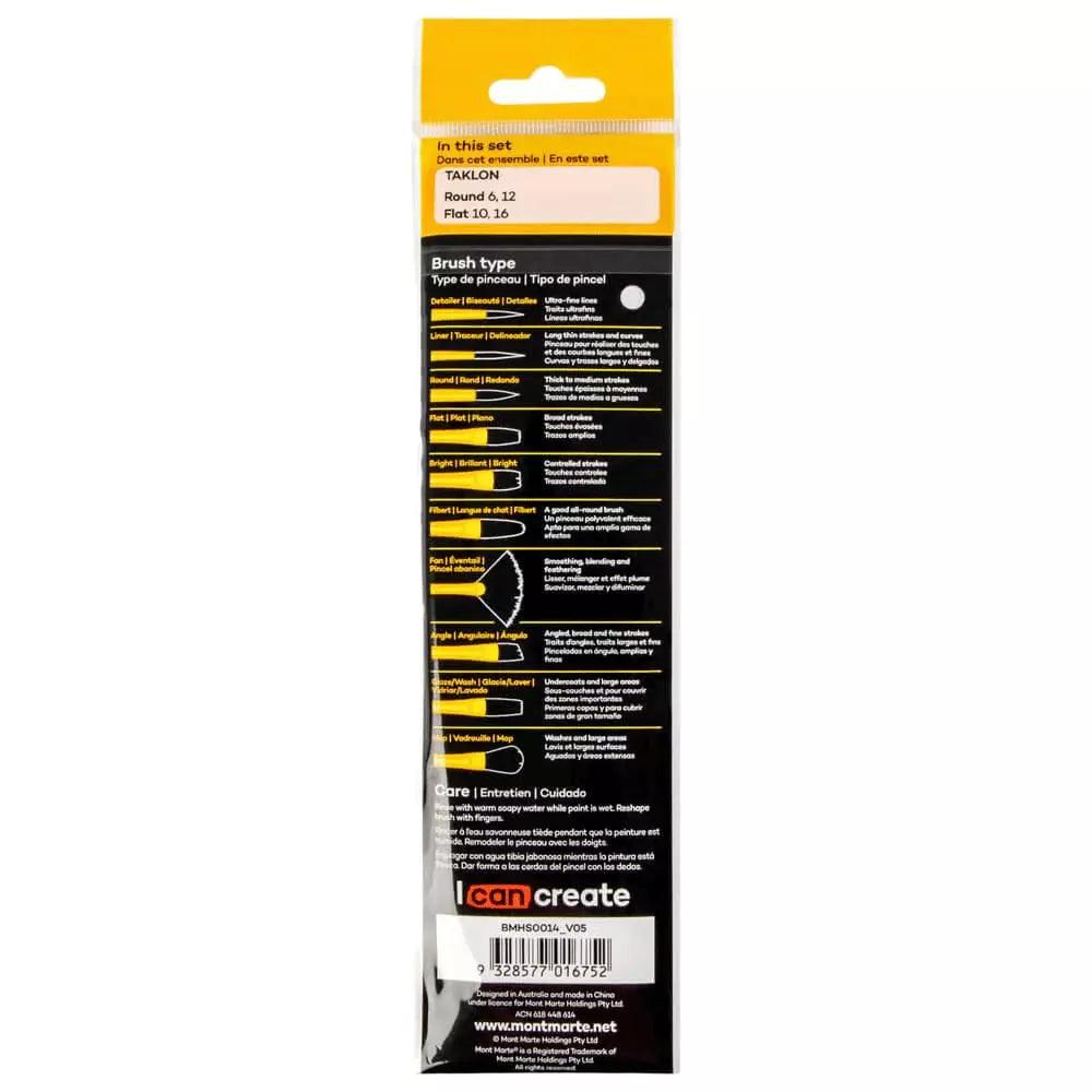 Acrylic Brushes Signature 4pc - Mont Marte - BMHS0014 - Glowish