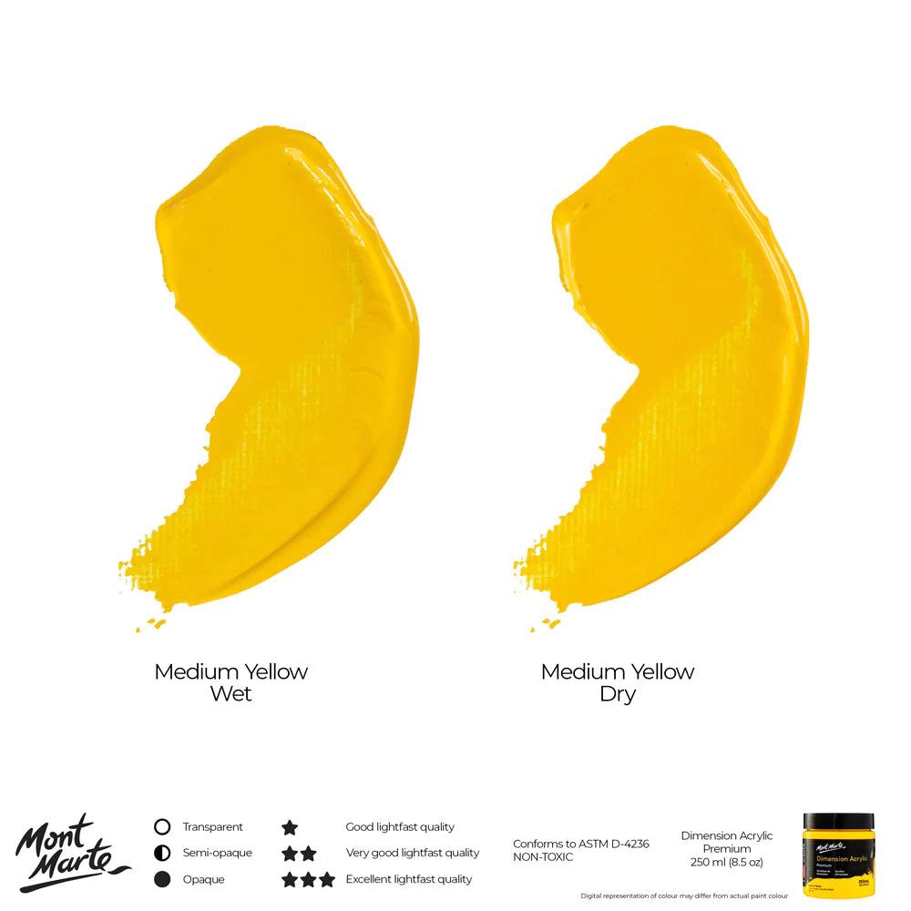 Dimension Acrylic Paint 250ml Pot - Medium Yellow - Mont Marte - Glowish
