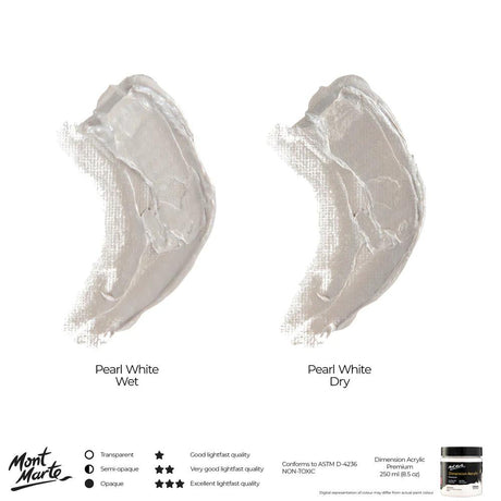 Dimension Acrylic Paint 250ml Pot - Pearl White - Mont Marte - Glowish