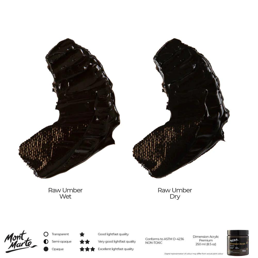 Dimension Acrylic Paint 250ml Pot - Raw Umber - Mont Marte - Glowish