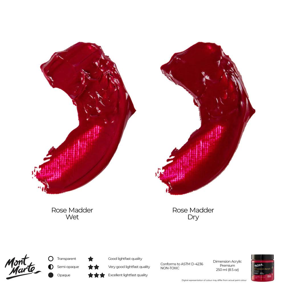 Dimension Acrylic Paint 250ml Pot - Rose Madder - Mont Marte - Glowish