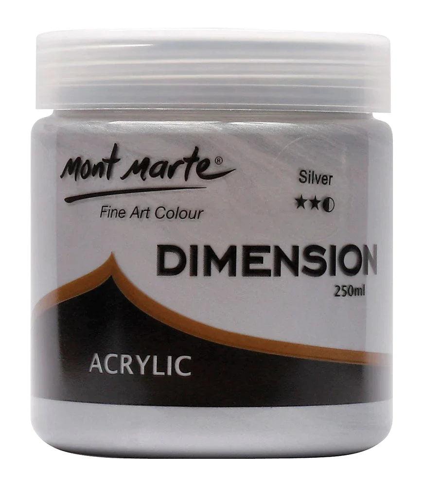 Dimension Acrylic Paint 250ml Pot - Silver - Mont Marte - Glowish