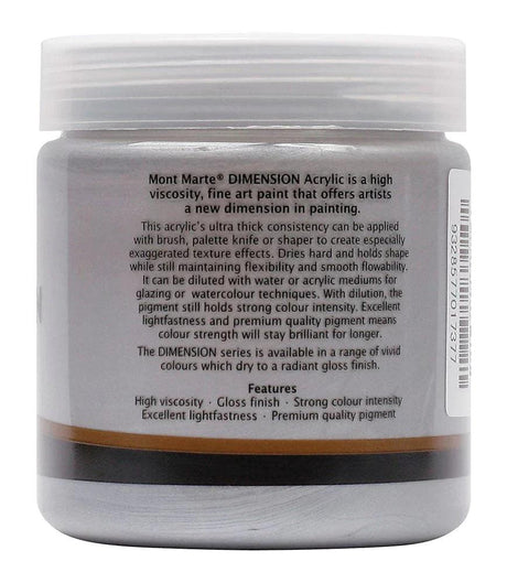 Dimension Acrylic Paint 250ml Pot - Silver - Mont Marte - Glowish