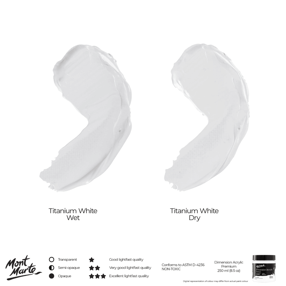 Dimension Acrylic Paint Premium 250ml - Titanium White - Glowish