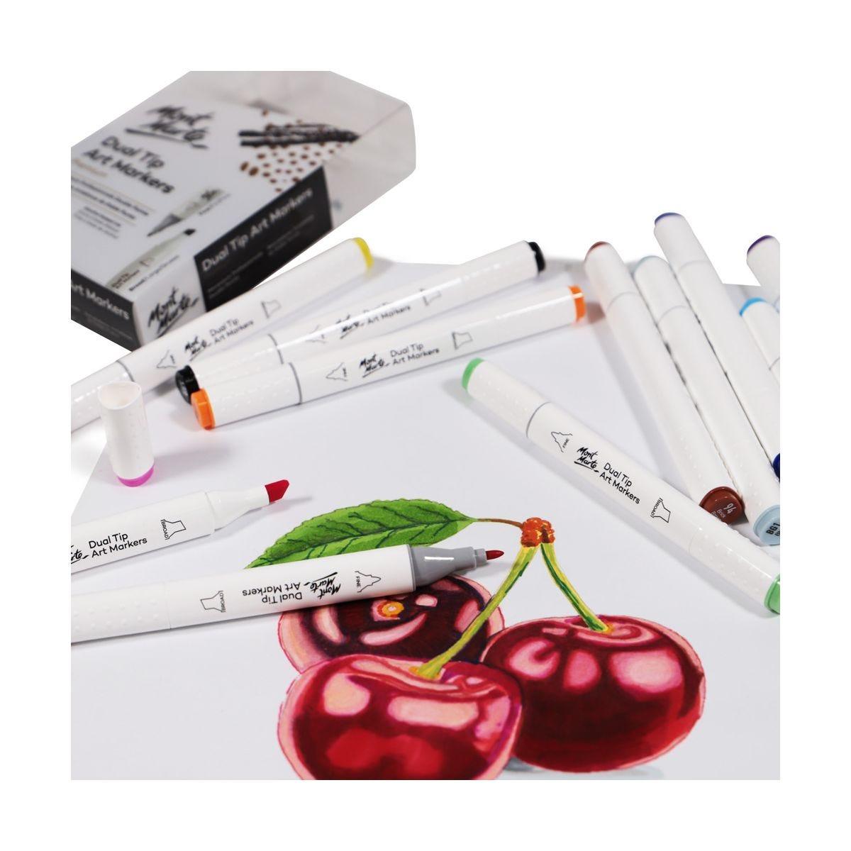 Dual Tip Alcohol Art Markers Premium 12pcs - Mont Marte - Glowish