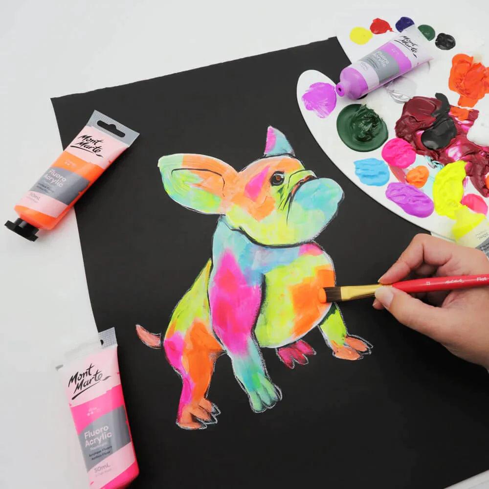 Fluoro Acrylic Paint Premium 50ml (1.7 US fl.oz) Tube - Green - Mont Marte - Glowish