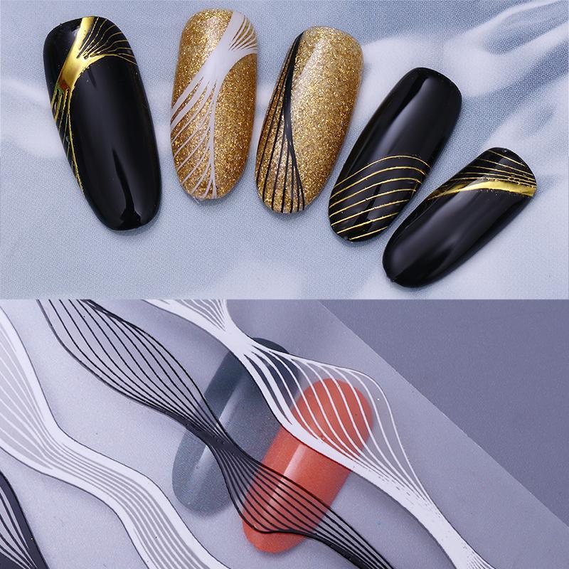 Gold Metal Wave Strip 3D Black Silver Lines Transfer Sticker Decoration Tool - Glowish