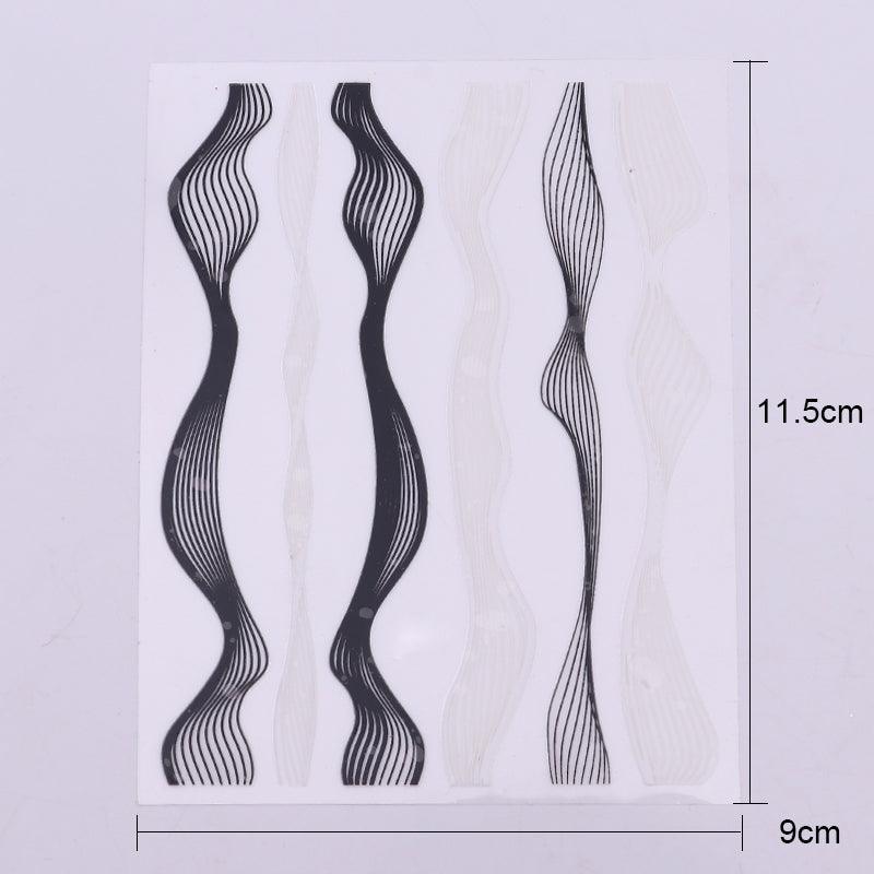Gold Metal Wave Strip 3D Black Silver Lines Transfer Sticker Decoration Tool - Glowish