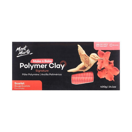 Make n Bake Polymer Clay Signature 400g (14.1oz) - Scarlet Mont Marte - Glowish