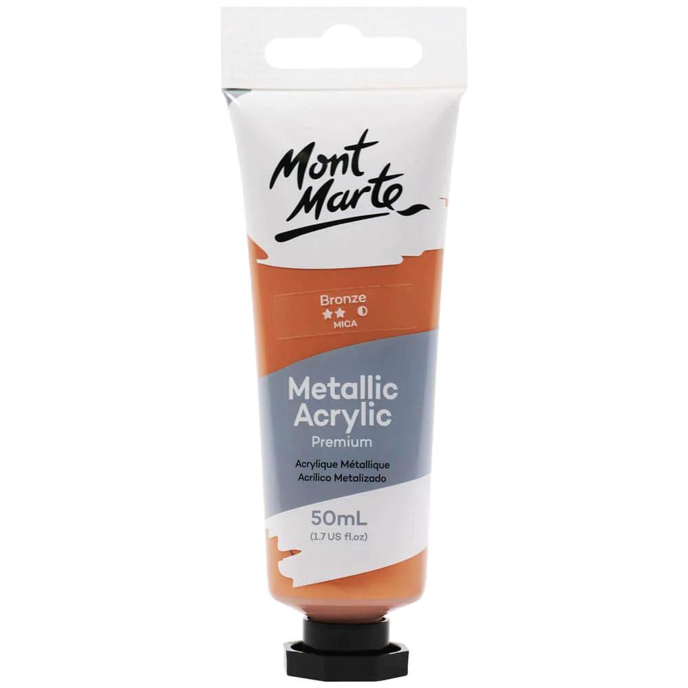 Metallic Acrylic Paint Premium 50ml (1.7 US fl.oz) Tube - Bronze - Mont Marte - Glowish
