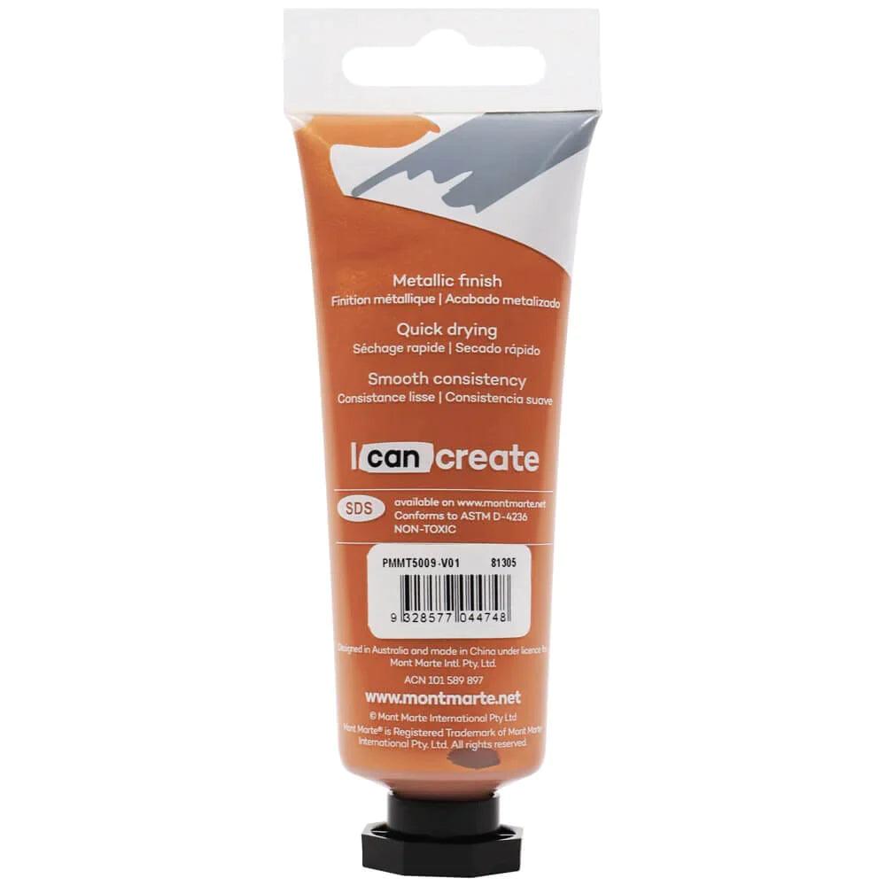 Metallic Acrylic Paint Premium 50ml (1.7 US fl.oz) Tube - Bronze - Mont Marte - Glowish