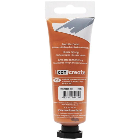 Metallic Acrylic Paint Premium 50ml (1.7 US fl.oz) Tube - Bronze - Mont Marte - Glowish