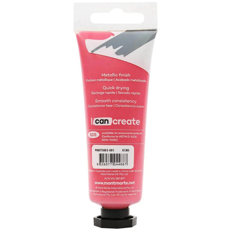 Metallic Acrylic Paint Premium 50ml (1.7 US fl.oz) Tube - Magenta - Mont Marte - Glowish
