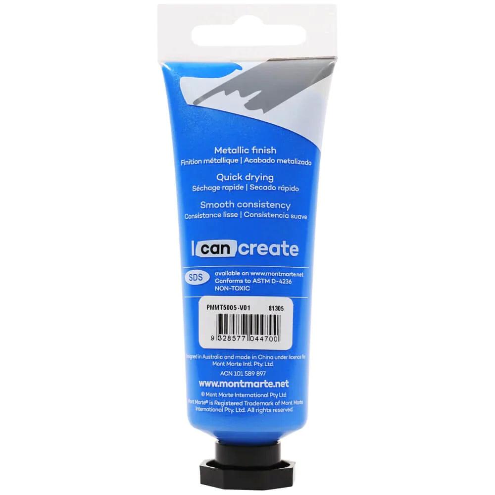 Metallic Acrylic Paint Premium 50ml (1.7 US fl.oz) Tube - Phthalo Blue - Mont Marte - Glowish