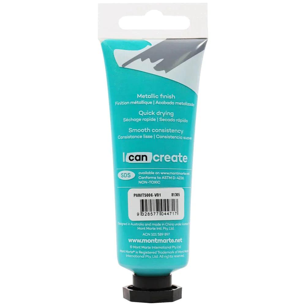 Metallic Acrylic Paint Premium 50ml (1.7 US fl.oz) Tube - Phthalo Green - Mont Marte - Glowish