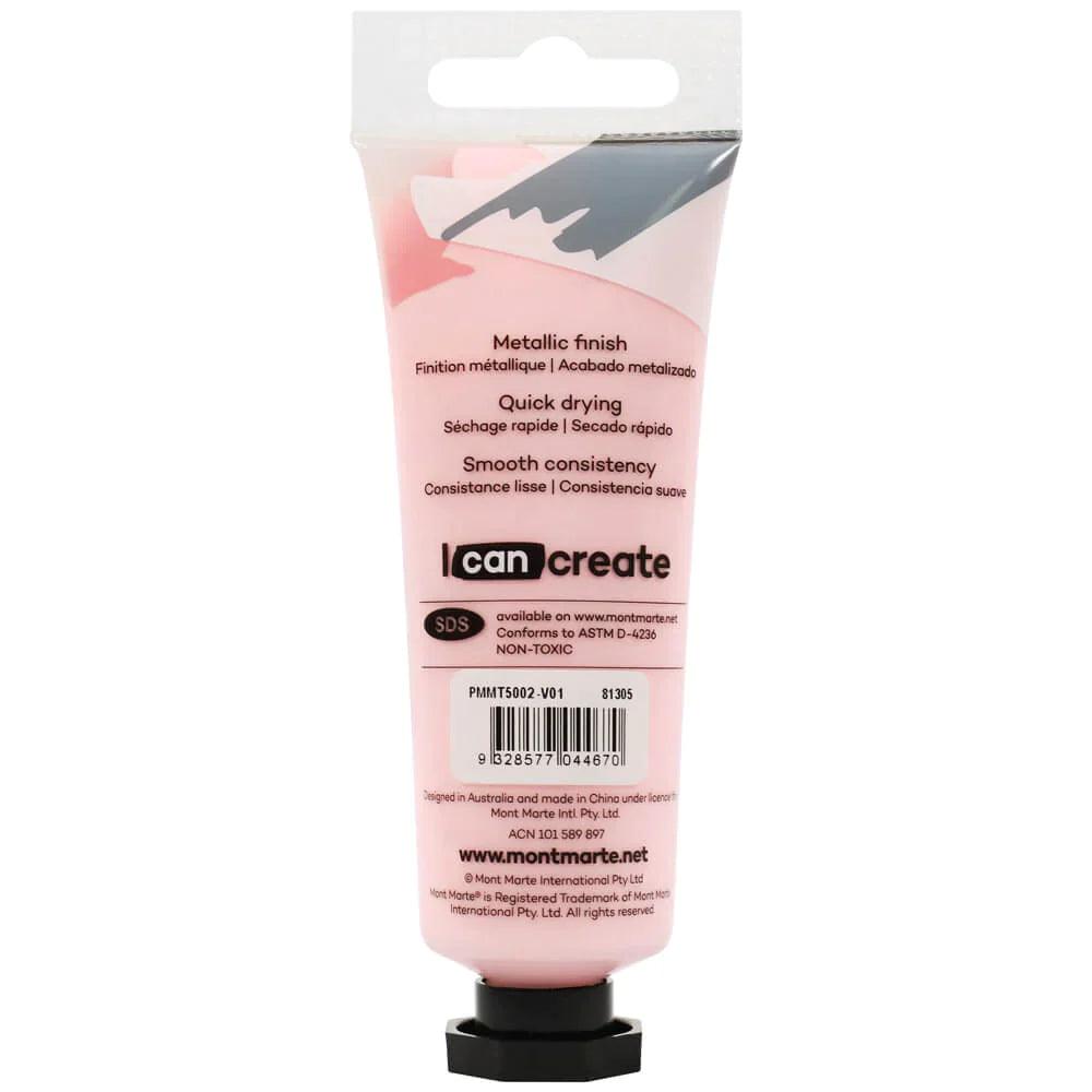 Metallic Acrylic Paint Premium 50ml (1.7 US fl.oz) Tube - Pink - Mont Marte - Glowish