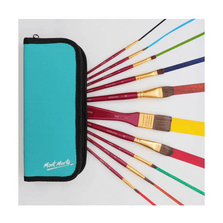 Mixed Bristle Brush Set Wallet 11pce - Watercolour - Glowish
