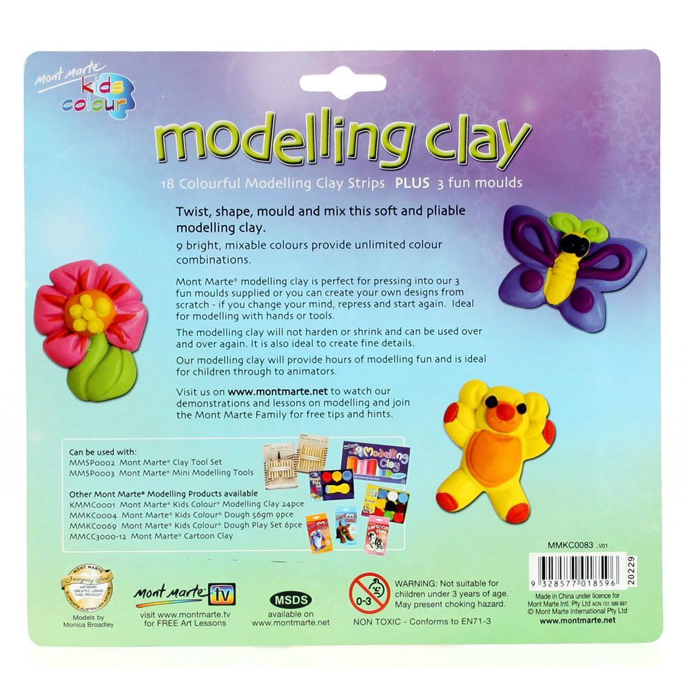 Mont Marte 21pcs Kids Colour Modelling Clay Set With Moulds - Glowish