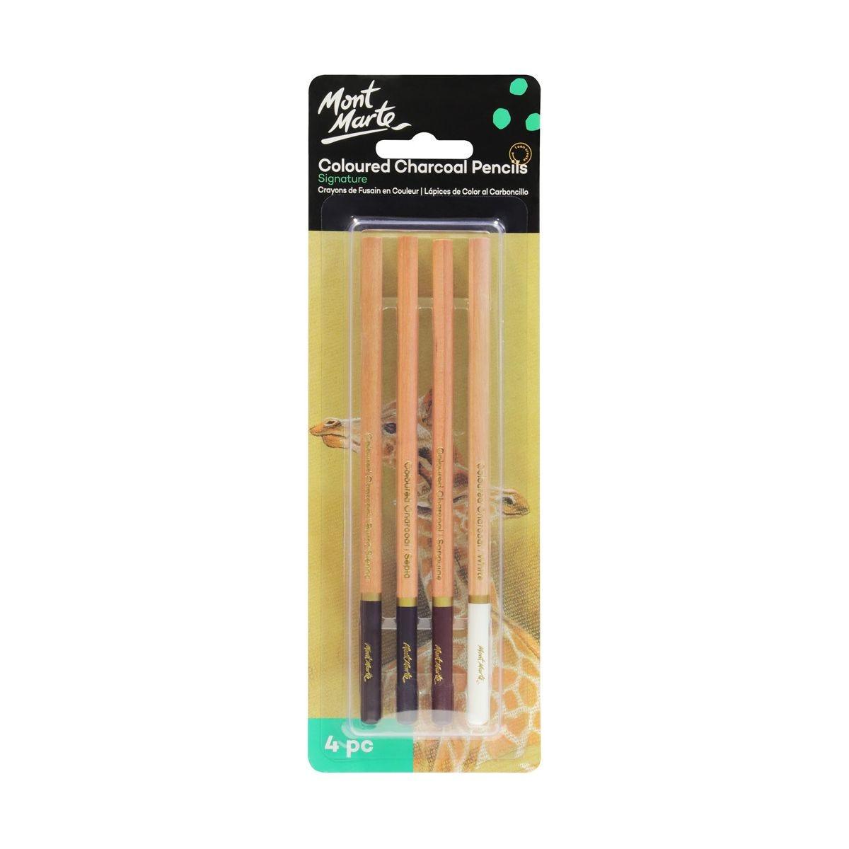 Mont Marte Coloured Charcoal Pencils Signature 4pc - Glowish