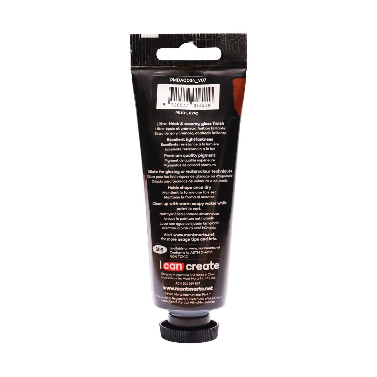 Mont Marte Dimension Acrylic Premium 75ml Tube - Burnt Sienna - Glowish