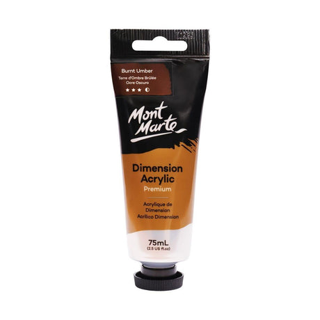 Mont Marte Dimension Acrylic Premium 75ml Tube - Burnt Umber - Glowish