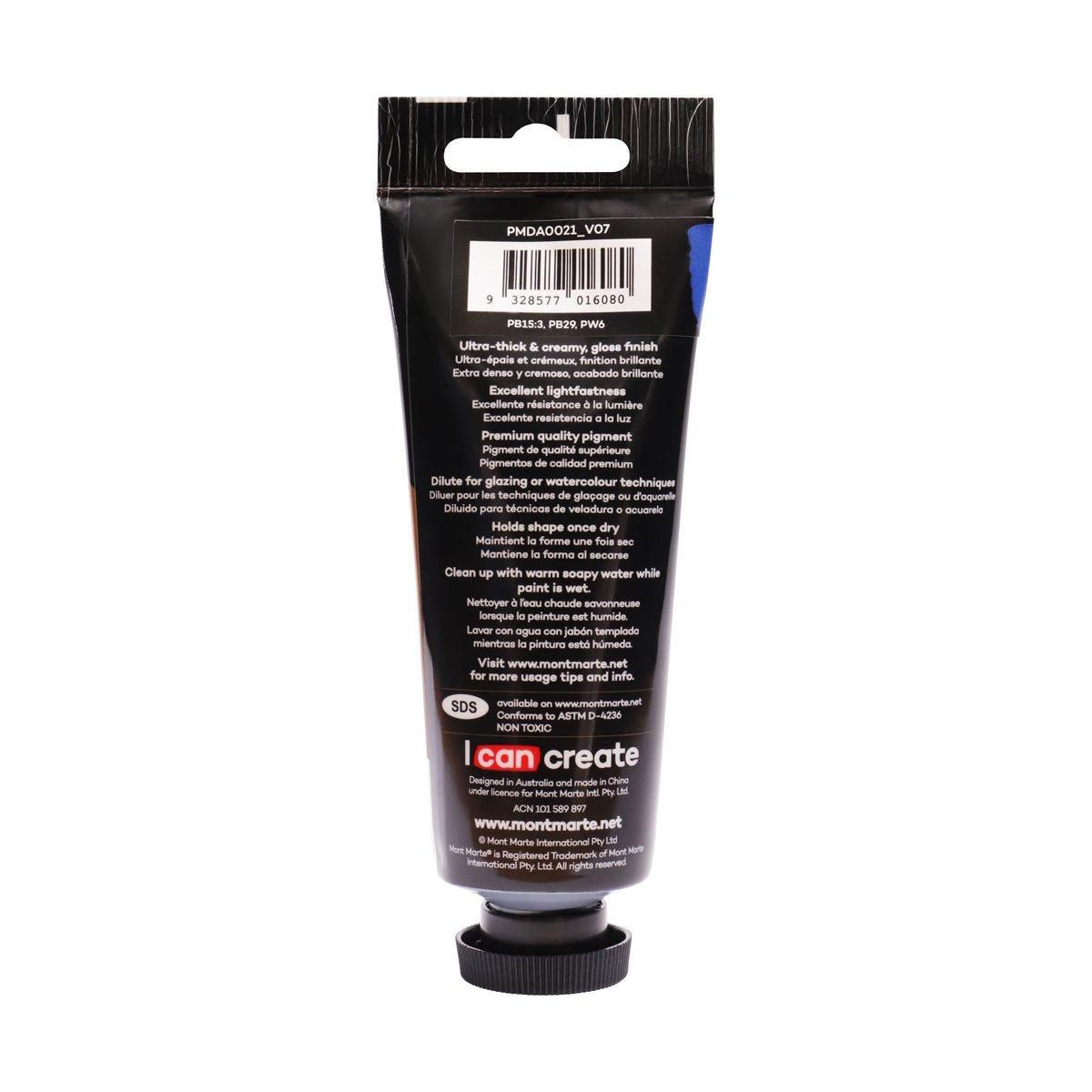 Mont Marte Dimension Acrylic Premium 75ml Tube - Cyan - Glowish