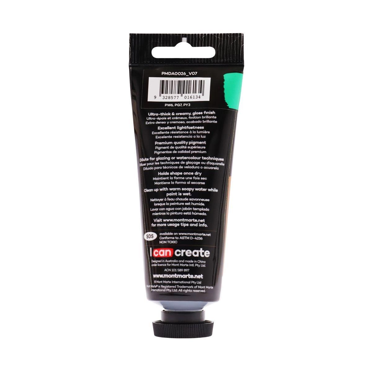 Mont Marte Dimension Acrylic Premium 75ml Tube - Emerald Green - Glowish