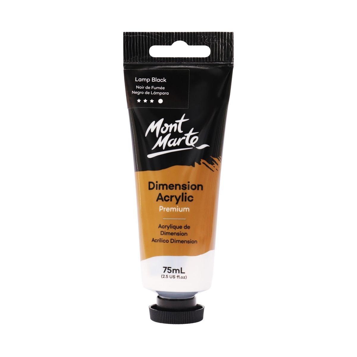Mont Marte Dimension Acrylic Premium 75ml Tube - Lamp Black - Glowish